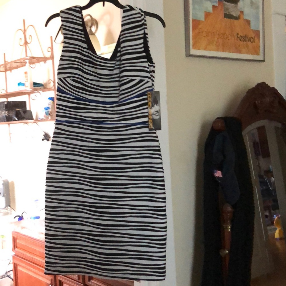Black and white striped dress